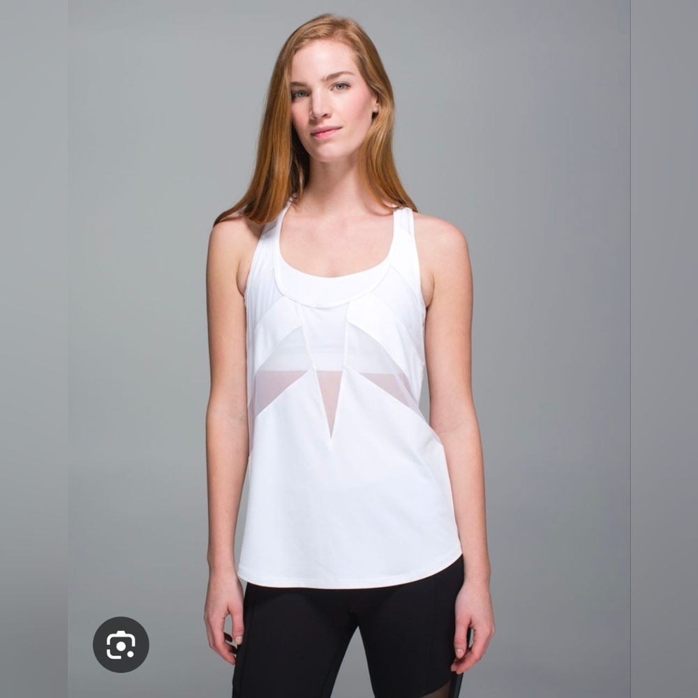 Lululemon White Sheer Panel Tank Top